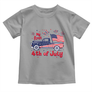 My First 4th of July Retro American Flag Pickup Truck Toddler T Shirt Americana Patriotic Independence Holiday Milestone