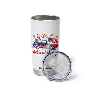My First 4th of July Retro American Flag Pickup Truck Tumbler Cup Americana Patriotic Independence Holiday Milestone