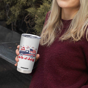 My First 4th of July Retro American Flag Pickup Truck Tumbler Cup Americana Patriotic Independence Holiday Milestone