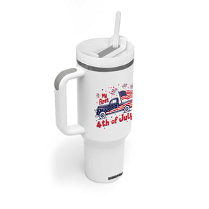 My First 4th of July Retro American Flag Pickup Truck Tumbler With Handle Americana Patriotic Independence Holiday Milestone