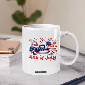 My First 4th of July Retro American Flag Pickup Truck Coffee Mug Americana Patriotic Independence Holiday Milestone