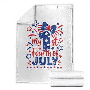 My 1st Fourth of July Patriotic Star Bow Throw Blanket Number One Festive Holiday Independence Milestone