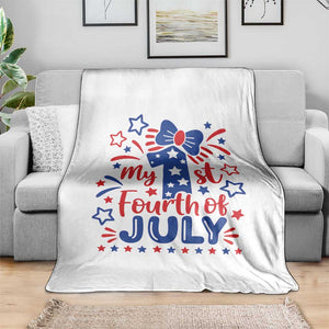 My 1st Fourth of July Patriotic Star Bow Throw Blanket Number One Festive Holiday Independence Milestone