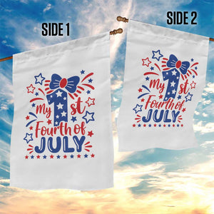 My 1st Fourth of July Patriotic Star Bow Garden Flag Number One Festive Holiday Independence Milestone