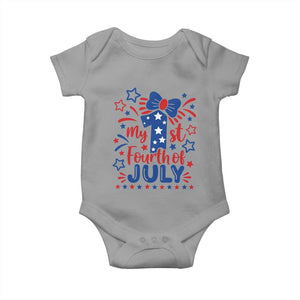 My 1st Fourth of July Patriotic Star Bow Baby Onesie Number One Festive Holiday Independence Milestone