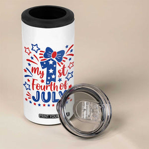 My 1st Fourth of July Patriotic Star Bow 4 in 1 Can Cooler Tumbler Number One Festive Holiday Independence Milestone