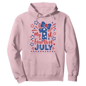 My 1st Fourth of July Patriotic Star Bow Hoodie Number One Festive Holiday Independence Milestone