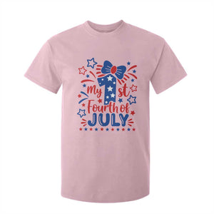 My 1st Fourth of July Patriotic Star Bow T Shirt For Kid Number One Festive Holiday Independence Milestone