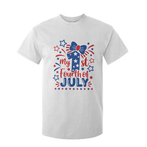 My 1st Fourth of July Patriotic Star Bow T Shirt For Kid Number One Festive Holiday Independence Milestone