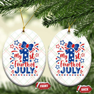 My 1st Fourth of July Patriotic Star Bow Ceramic Ornament Number One Festive Holiday Independence Milestone