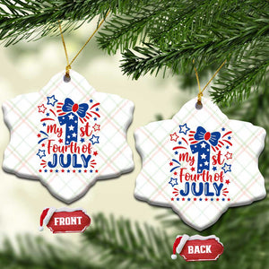 My 1st Fourth of July Patriotic Star Bow Ceramic Ornament Number One Festive Holiday Independence Milestone