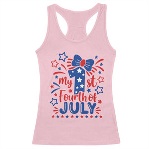 My 1st Fourth of July Patriotic Star Bow Racerback Tank Top Number One Festive Holiday Independence Milestone
