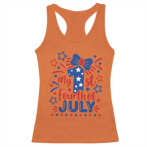 My 1st Fourth of July Patriotic Star Bow Racerback Tank Top Number One Festive Holiday Independence Milestone