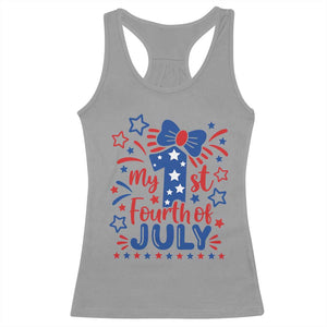 My 1st Fourth of July Patriotic Star Bow Racerback Tank Top Number One Festive Holiday Independence Milestone