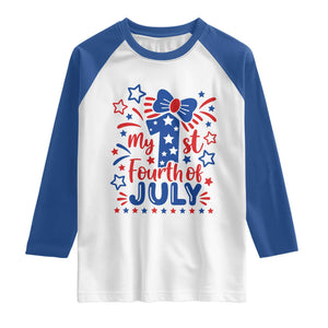 My 1st Fourth of July Patriotic Star Bow Raglan Shirt Number One Festive Holiday Independence Milestone