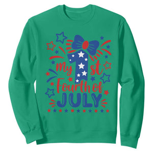 My 1st Fourth of July Patriotic Star Bow Sweatshirt Number One Festive Holiday Independence Milestone