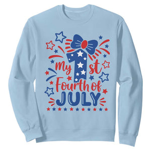 My 1st Fourth of July Patriotic Star Bow Sweatshirt Number One Festive Holiday Independence Milestone