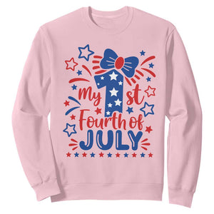 My 1st Fourth of July Patriotic Star Bow Sweatshirt Number One Festive Holiday Independence Milestone