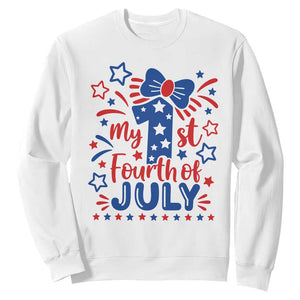 My 1st Fourth of July Patriotic Star Bow Sweatshirt Number One Festive Holiday Independence Milestone