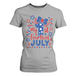My 1st Fourth of July Patriotic Star Bow T Shirt For Women Number One Festive Holiday Independence Milestone