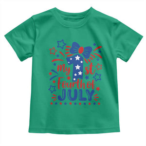 My 1st Fourth of July Patriotic Star Bow Toddler T Shirt Number One Festive Holiday Independence Milestone