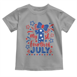 My 1st Fourth of July Patriotic Star Bow Toddler T Shirt Number One Festive Holiday Independence Milestone