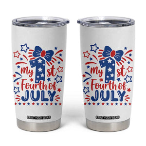My 1st Fourth of July Patriotic Star Bow Tumbler Cup Number One Festive Holiday Independence Milestone