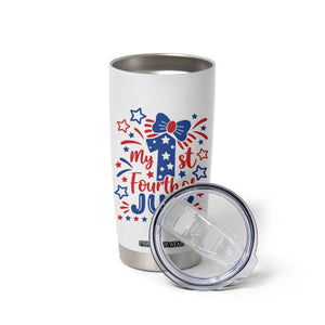 My 1st Fourth of July Patriotic Star Bow Tumbler Cup Number One Festive Holiday Independence Milestone