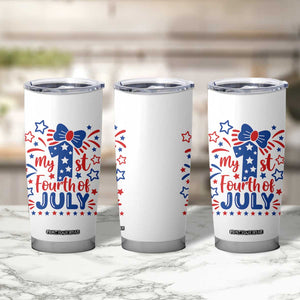 My 1st Fourth of July Patriotic Star Bow Tumbler Cup Number One Festive Holiday Independence Milestone