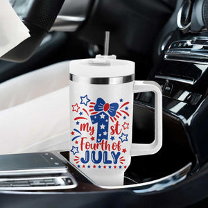 My 1st Fourth of July Patriotic Star Bow Tumbler With Handle Number One Festive Holiday Independence Milestone