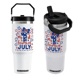 My 1st Fourth of July Patriotic Star Bow Flip Straw Tumbler Number One Festive Holiday Independence Milestone