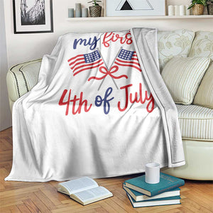 My First 4th of July Crossed American Flags Bow Throw Blanket Patriotic Baby Girl Holiday Milestone