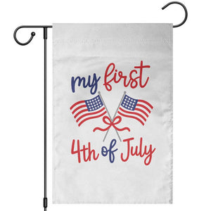 My First 4th of July Crossed American Flags Bow Garden Flag Patriotic Baby Girl Holiday Milestone