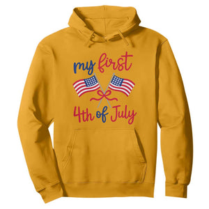 My First 4th of July Crossed American Flags Bow Hoodie Patriotic Baby Girl Holiday Milestone