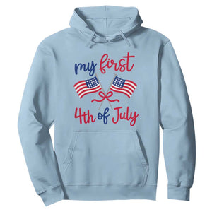 My First 4th of July Crossed American Flags Bow Hoodie Patriotic Baby Girl Holiday Milestone