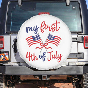 My First 4th of July Crossed American Flags Bow Spare Tire Cover Patriotic Baby Girl Holiday Milestone