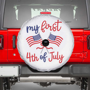 My First 4th of July Crossed American Flags Bow Spare Tire Cover Patriotic Baby Girl Holiday Milestone