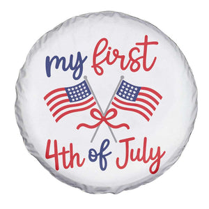 My First 4th of July Crossed American Flags Bow Spare Tire Cover Patriotic Baby Girl Holiday Milestone