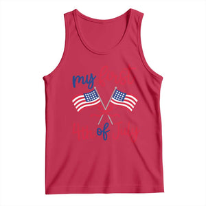 My First 4th of July Crossed American Flags Bow Tank Top Patriotic Baby Girl Holiday Milestone