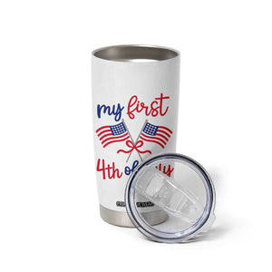 My First 4th of July Crossed American Flags Bow Tumbler Cup Patriotic Baby Girl Holiday Milestone