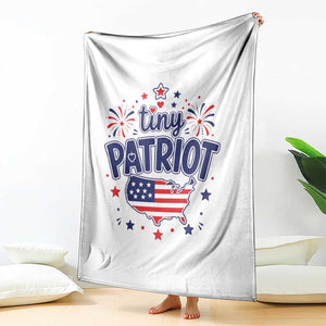 Tiny Patriot 4th of July Fireworks Throw Blanket USA Map American Flag Red White and Blue Patriotic Holiday