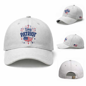Tiny Patriot 4th of July Fireworks Baseball Cap USA Map American Flag Red White and Blue Patriotic Holiday