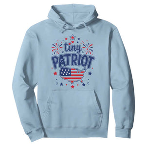 Tiny Patriot 4th of July Fireworks Hoodie USA Map American Flag Red White and Blue Patriotic Holiday