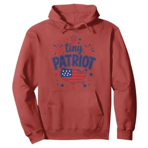 Tiny Patriot 4th of July Fireworks Hoodie USA Map American Flag Red White and Blue Patriotic Holiday