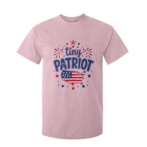 Tiny Patriot 4th of July Fireworks T Shirt For Kid USA Map American Flag Red White and Blue Patriotic Holiday
