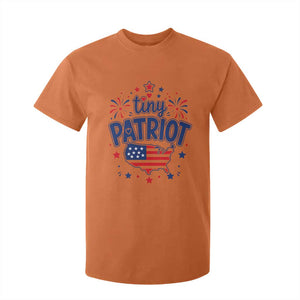 Tiny Patriot 4th of July Fireworks T Shirt For Kid USA Map American Flag Red White and Blue Patriotic Holiday