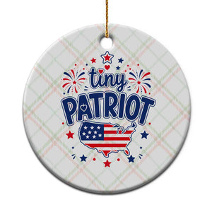 Tiny Patriot 4th of July Fireworks Ceramic Ornament USA Map American Flag Red White and Blue Patriotic Holiday