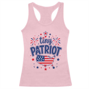Tiny Patriot 4th of July Fireworks Racerback Tank Top USA Map American Flag Red White and Blue Patriotic Holiday