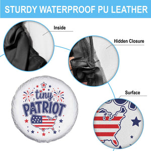Tiny Patriot 4th of July Fireworks Spare Tire Cover USA Map American Flag Red White and Blue Patriotic Holiday
