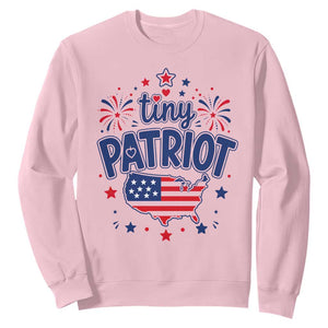 Tiny Patriot 4th of July Fireworks Sweatshirt USA Map American Flag Red White and Blue Patriotic Holiday